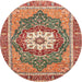 Round Machine Washable Abstract Brown Sugar Brown Rug, wshabs3261