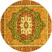 Round Machine Washable Persian Yellow Traditional Rug, wshabs3261yw