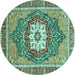 Round Persian Turquoise Traditional Rug, abs3261turq