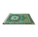 Sideview of Machine Washable Persian Turquoise Traditional Area Rugs, wshabs3261turq