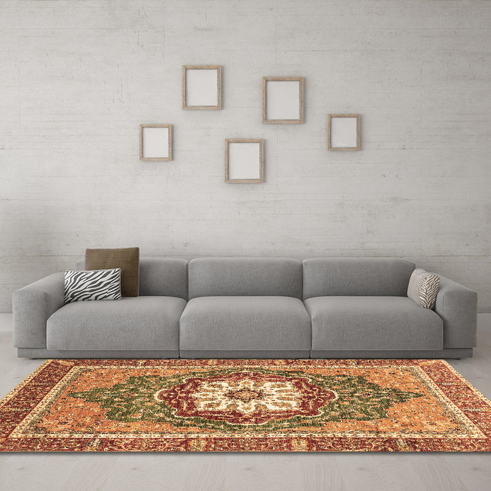 Machine Washable Persian Brown Traditional Rug in a Living Room,, wshabs3261brn