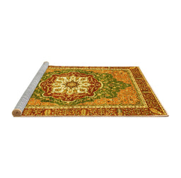 Sideview of Machine Washable Persian Yellow Traditional Rug, wshabs3261yw