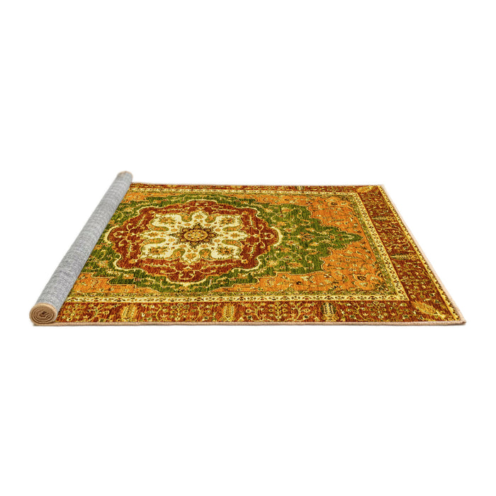 Sideview of Machine Washable Persian Yellow Traditional Rug, wshabs3261yw