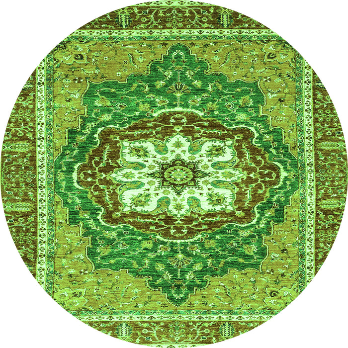 Round Machine Washable Persian Green Traditional Area Rugs, wshabs3261grn