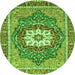 Round Machine Washable Persian Green Traditional Area Rugs, wshabs3261grn