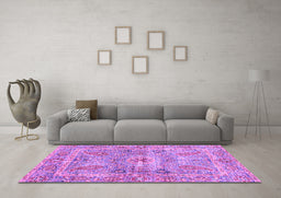 Machine Washable Oriental Purple Traditional Area Rugs in a Living Room, wshabs3262pur