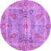 Round Oriental Purple Traditional Rug, abs3262pur