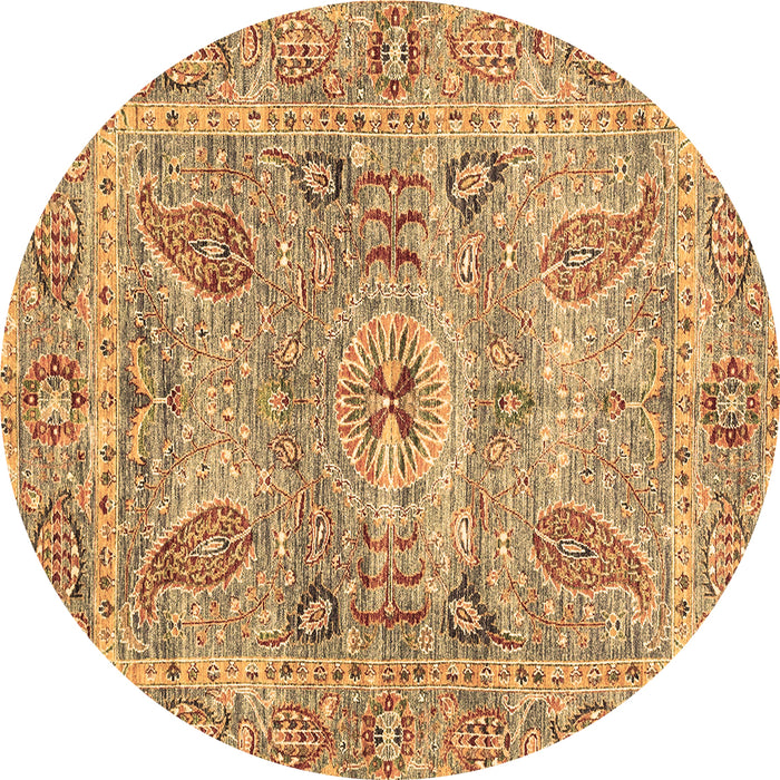 Round Machine Washable Oriental Brown Traditional Rug, wshabs3262brn