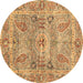 Round Machine Washable Oriental Brown Traditional Rug, wshabs3262brn