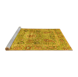 Sideview of Machine Washable Oriental Yellow Traditional Rug, wshabs3262yw