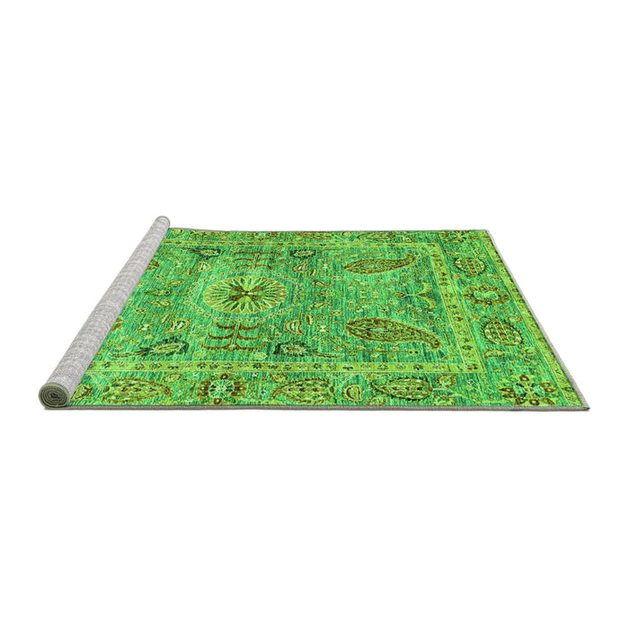 Sideview of Machine Washable Oriental Green Traditional Area Rugs, wshabs3262grn