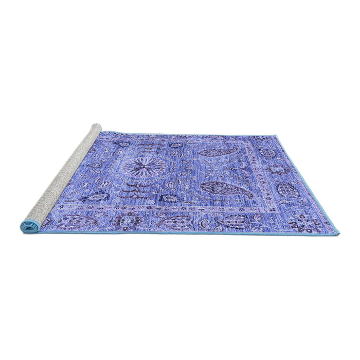 Sideview of Machine Washable Oriental Blue Traditional Rug, wshabs3262blu