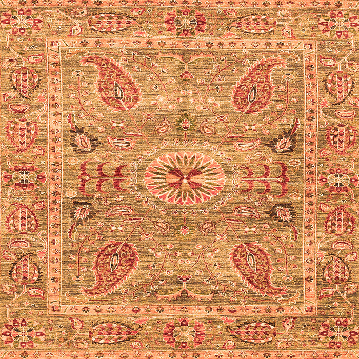 Square Machine Washable Oriental Orange Traditional Area Rugs, wshabs3262org