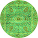 Round Oriental Green Traditional Rug, abs3262grn