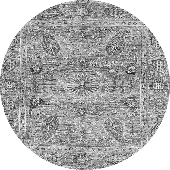 Round Machine Washable Oriental Gray Traditional Rug, wshabs3262gry