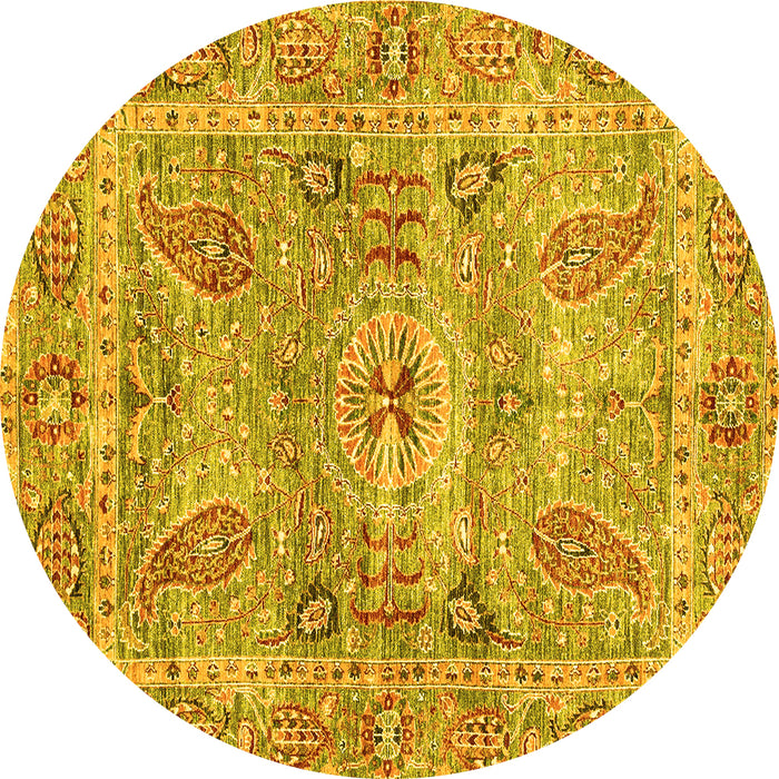 Round Oriental Yellow Traditional Rug, abs3262yw