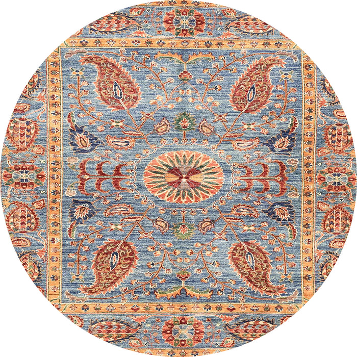 Round Machine Washable Abstract Tan Brown Rug, wshabs3262