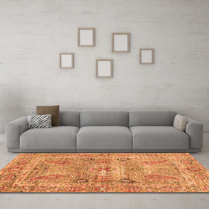 Machine Washable Oriental Orange Traditional Area Rugs in a Living Room, wshabs3262org