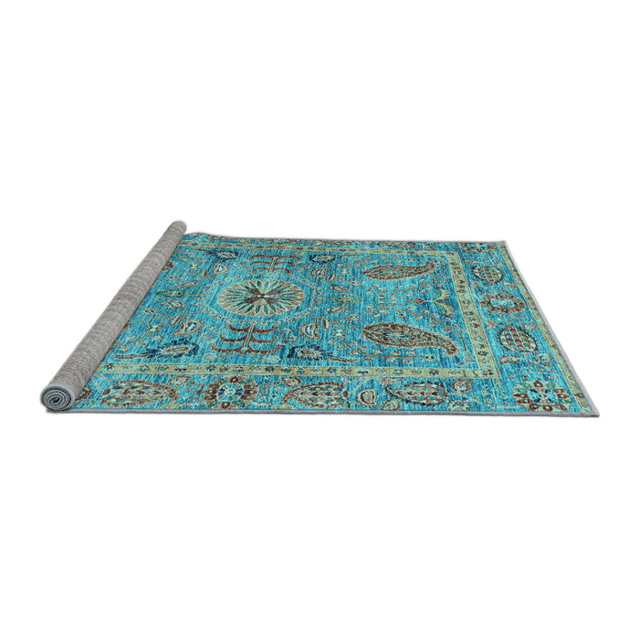 Sideview of Machine Washable Oriental Light Blue Traditional Rug, wshabs3262lblu