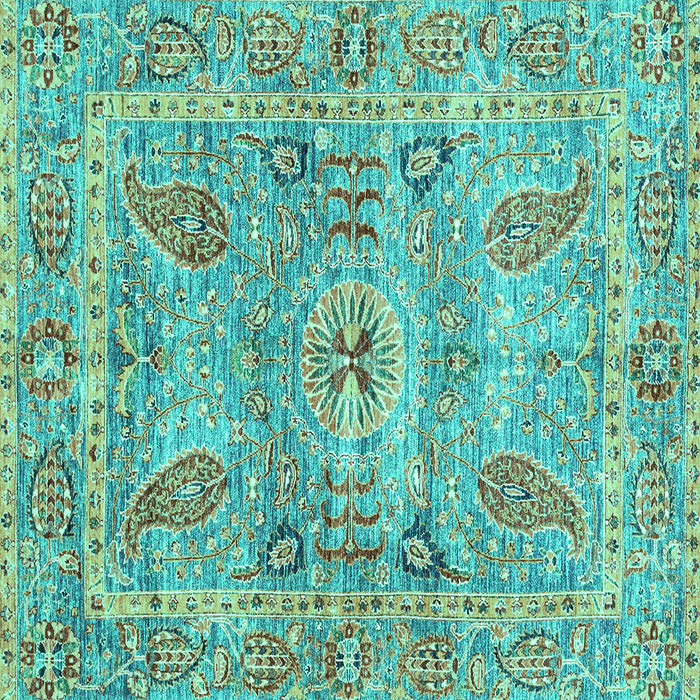 Square Oriental Turquoise Traditional Rug, abs3262turq