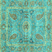 Square Oriental Turquoise Traditional Rug, abs3262turq