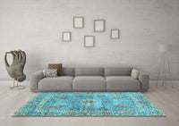 Machine Washable Oriental Light Blue Traditional Rug, wshabs3262lblu