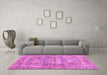 Machine Washable Oriental Pink Traditional Rug in a Living Room, wshabs3262pnk