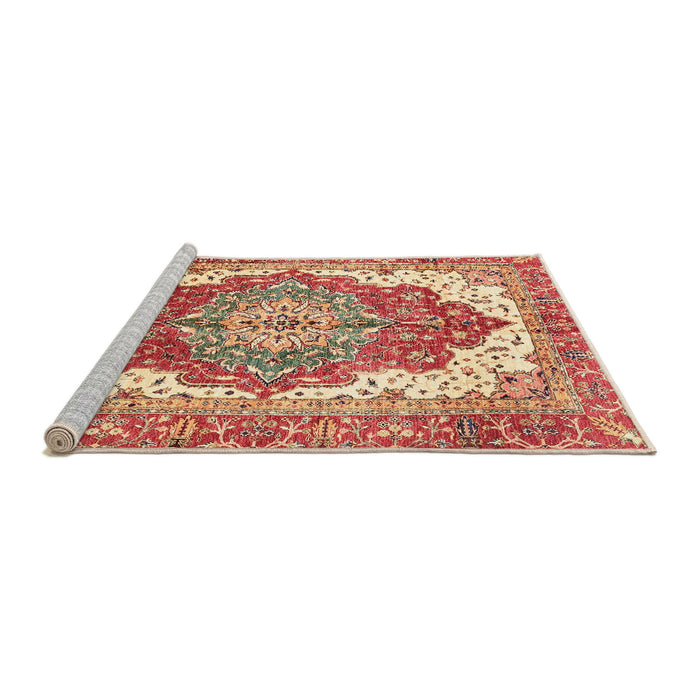 Sideview of Machine Washable Abstract Red Rug, wshabs3263