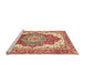 Sideview of Machine Washable Abstract Red Rug, wshabs3263