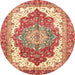 Round Abstract Red Persian Rug, abs3263