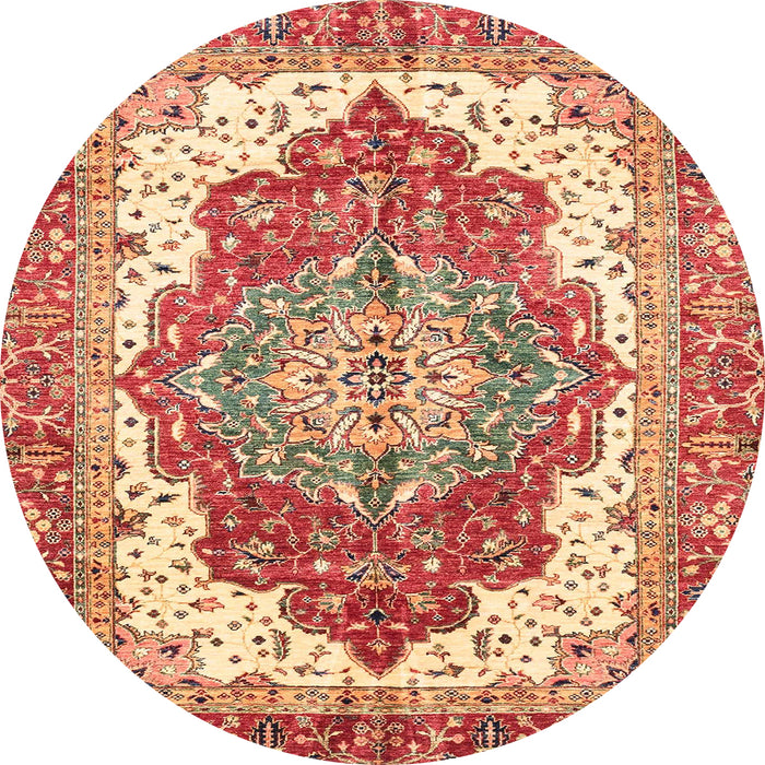 Round Machine Washable Abstract Red Rug, wshabs3263
