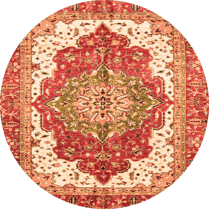 Round Persian Orange Traditional Rug, abs3263org