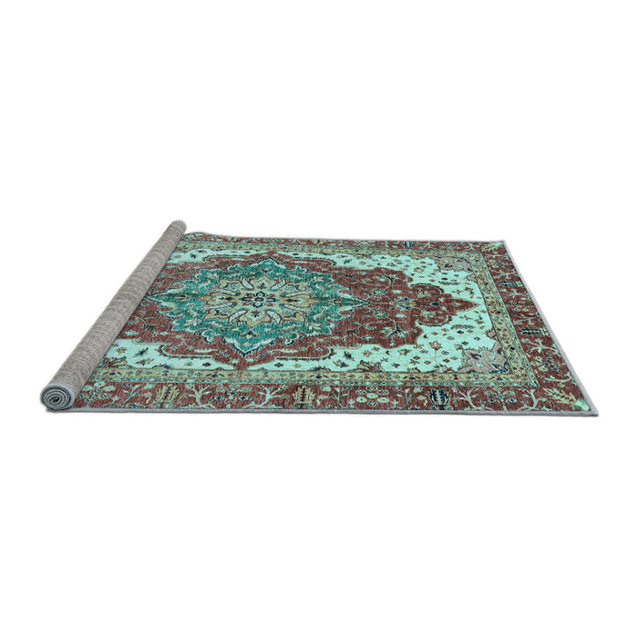 Sideview of Machine Washable Persian Light Blue Traditional Rug, wshabs3263lblu