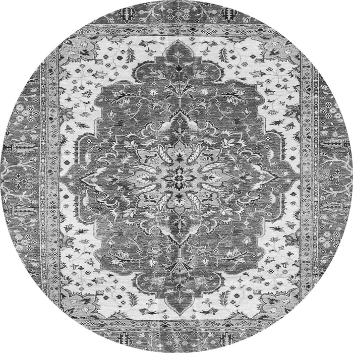 Round Machine Washable Persian Gray Traditional Rug, wshabs3263gry
