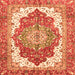 Square Machine Washable Persian Orange Traditional Area Rugs, wshabs3263org