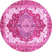 Round Machine Washable Persian Pink Traditional Rug, wshabs3263pnk