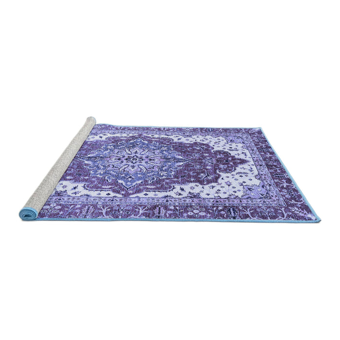 Sideview of Machine Washable Persian Blue Traditional Rug, wshabs3263blu