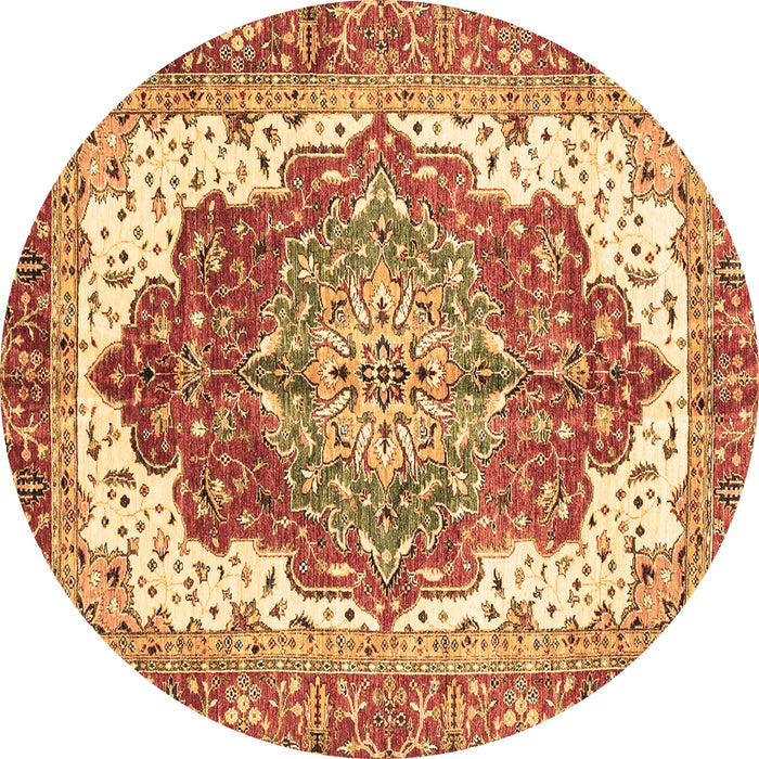Round Persian Brown Traditional Rug, abs3263brn