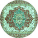 Round Persian Turquoise Traditional Rug, abs3263turq