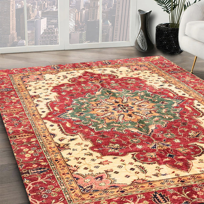 Abstract Red Persian Rug in Family Room, abs3263