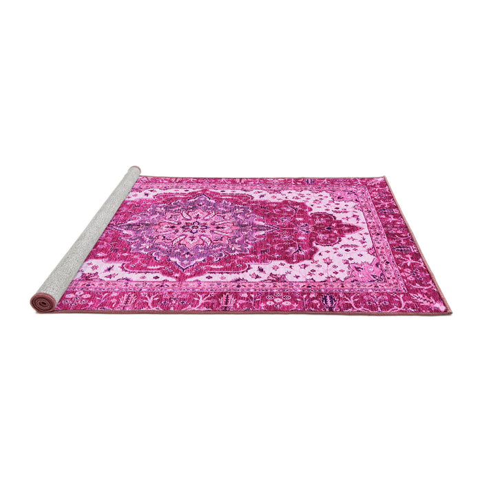 Sideview of Machine Washable Persian Pink Traditional Rug, wshabs3263pnk