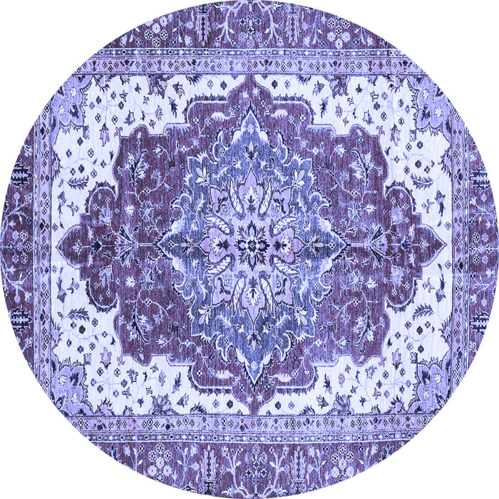 Round Machine Washable Persian Blue Traditional Rug, wshabs3263blu