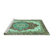 Sideview of Machine Washable Persian Turquoise Traditional Area Rugs, wshabs3263turq