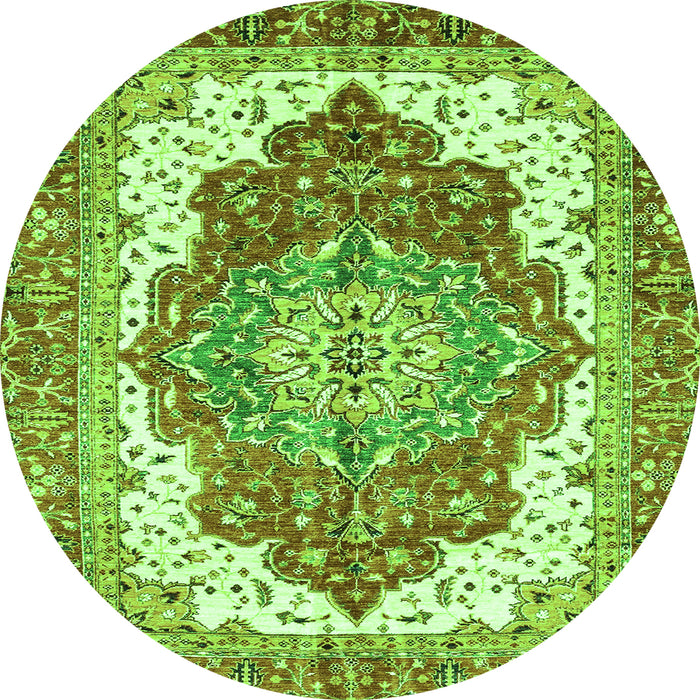 Round Machine Washable Persian Green Traditional Area Rugs, wshabs3263grn