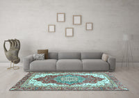 Machine Washable Persian Light Blue Traditional Rug, wshabs3263lblu