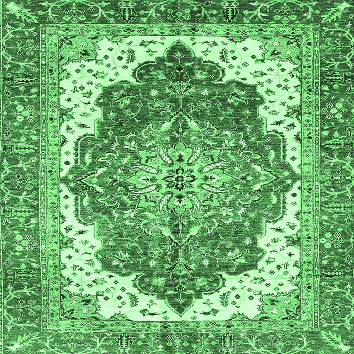 Square Machine Washable Persian Emerald Green Traditional Area Rugs, wshabs3263emgrn