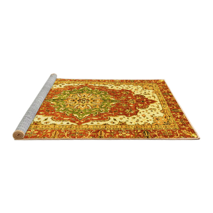 Sideview of Machine Washable Persian Yellow Traditional Rug, wshabs3263yw