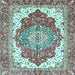 Square Machine Washable Persian Light Blue Traditional Rug, wshabs3263lblu