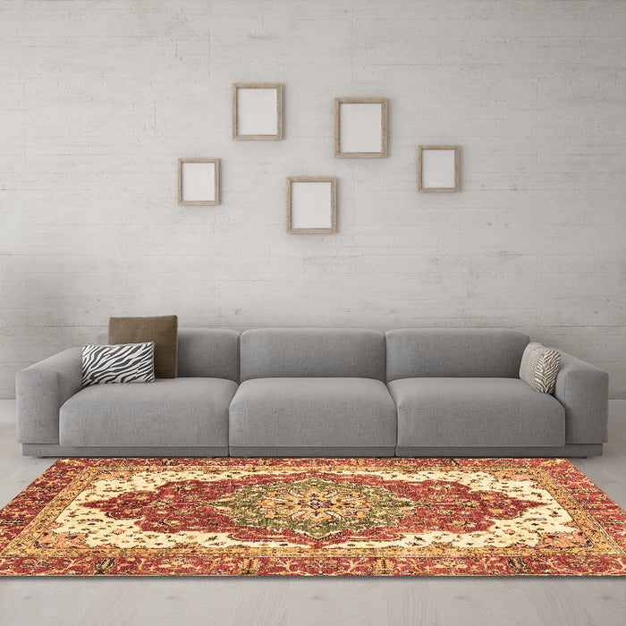Machine Washable Persian Brown Traditional Rug in a Living Room,, wshabs3263brn