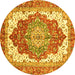 Round Persian Yellow Traditional Rug, abs3263yw